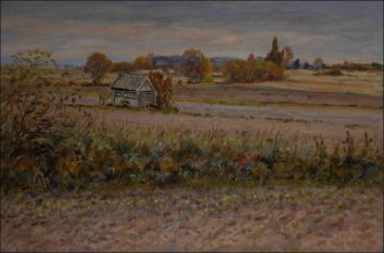 A Shed in Fields between Sezemice and Lukovna, 2010, oil on canvas panel (52x78)