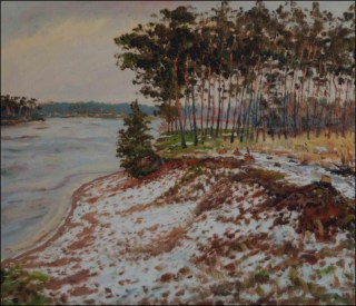 A Sand-pit side with Pine Trees in Mlice in Winter, 2009, oil on canvas panel (60x70) 