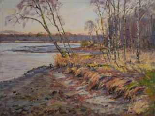 Banks of The Half-sluiced Pohrnovsk Pond, 2014, oil on canvas panel (60x80) 