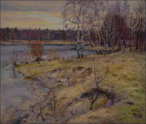 Birches and Young Willows on A Bank of The Sand-pit beyond Stblov, 2011, oil on canvas panel (60x70)