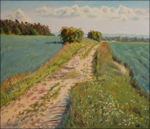 A Road to Kladina beyond Sezemice towards Holice, 2007, oil on canvas panel (60x70)