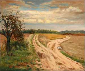 A Path between Brozany and Kuntice, 2006, oil on canvas panel (50x60)