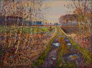 A Path between Forests beyond Bohumile towards Rokytno, 2015, oil on canvas panel (60x80)