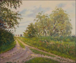 A Country Road at The End of Osteany towards Nemoice, 2007, oil on canvas panel (50x60)