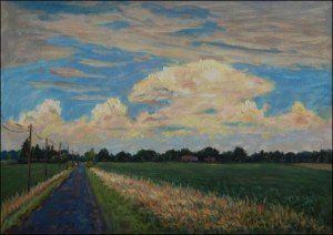 A Road from Mntice to A Mill upon Chrudimka River near Hostovice, 2007, oil on canvas panel (50x70)