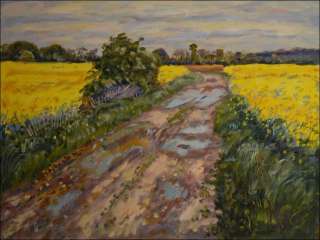 A Road through Rape Fields between Brozany and Kuntice, 2014, oil on canvas panel (60x80)