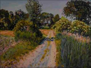 A Path with Flowering Lilac between Doln edice and asy, 2015, oil on canvas panel (60x80) 