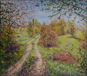 A Road from Poply to the Wayside Cross near Sezemice, 2010, oil on canvas panel (70x80)