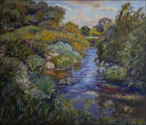 Chrudimka beyond The Confluence with Novohradka towards Uhetice, 2012, oil on canvas panel (60x70)