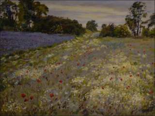 Chamomile, Corn Poppy and A Field with Phacelia between Tunchody And Mntice, 2012, oil on canvas panel (60x80)