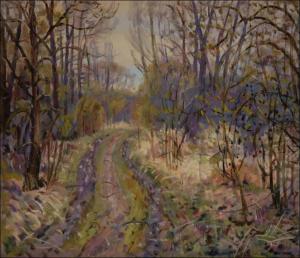 A Spring Road beyond A Blind Channel of Labe near Rosice, 2012, oil on canvas panel (60x70)