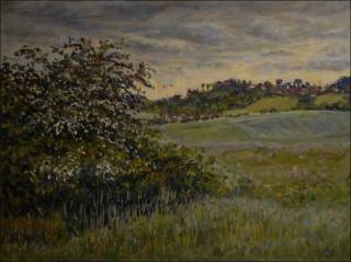 A Spring Shower above Vysok Chvojno, 2013, oil on canvas panel (60x80)