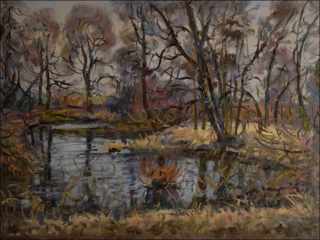 Young Spring Little Willow in Chrudimkas Meanders between Hostovice and in, 2013, oil on canvas panel (60x80)