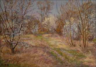 Spring Time on the Edge of Svtkov towards Srnojedy, 2016, oil on canvas panel (70x100)