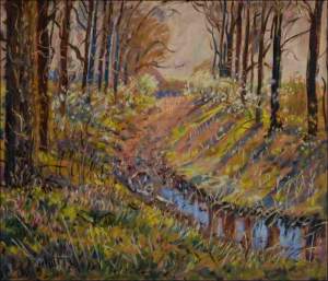 Spring at Zadn Lodrantka near Kladina, 2019, oil on canvas panel (60x70)