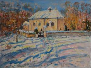 A Little Church near Valy u Peloue, 2010, oil on canvas panel (60x80) 