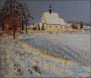 Little Church in Ledce beyond Tebechovice, 2010, oil on canvas panel (60x70)  