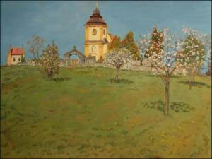 A Church in Mikulovice, 2007, oil on canvas panel (60x80) 