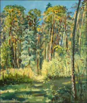 In Forest between Sezemice And Vesk, oil on canvas panel (60x70)