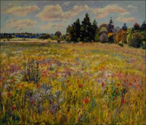 A Meadow with Wild Flowers near The Loun River in Sezemice, 2015, oil on canvas panel (60x70)