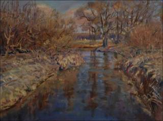 The Novohradka River between hetice and Dvakaovice, 2012, oil on canvas panel (60x80)