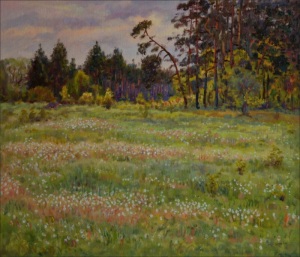 Past Bloom Dandelions next to A Sand-pit near Mlice, 2010, oil on canvas panel (60x70)