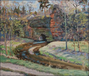 The Hell Mouth - The Gulley of The Plounice River near Noviny pod Ralskem, 2009, oil on canvas panel (60x70)