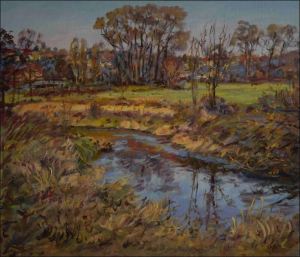 Autumn Novohradka between hetice and hetick Lhota, 2012, oil on canvas panel (60x70)