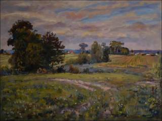 View of Chvojenec off The ernov Reserve, 2011, oil on canvas panel (60x80) 