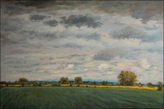 Fields Between hetick Lhota And Dvakaovice, 2007, oil on canvas panel (60x90)