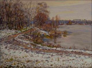 First Snow on The Oplatil Sand-pit, 2010, oil on canvas panel (60x80) 