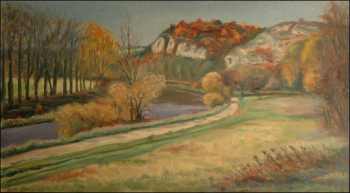 Berounka River, 1996, oil on canvas panel (55x100)