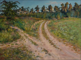 A Crossroad near Srch, 2010, oil on canvas panel (60x80) 