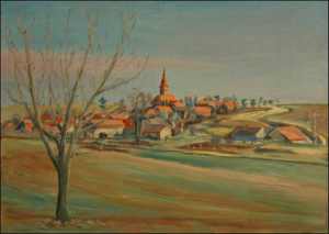 Rozhovice Village near Hemanv Mstec, 2001, oil on canvas panel (50x70)