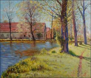 A Pond next to A Former Mill between in And Mntice, 2007, oil on canvas panel (60x70)