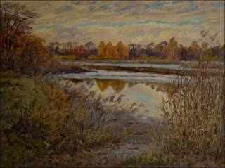 The Matka Pond beyond Bohdane after Fishing Out, 2012, oil on canvas panel (60x80) 