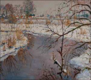 A Blind Stream Branch of The Labe River near Rosice in Winter, 2010, oil on canvas panel (70x80) 