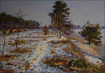 Sunny Winter Day on The Sand-pit in Mlice, 2011, oil on canvas panel (70x100) 