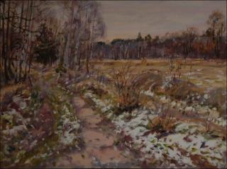 Touch of Snow on A Road along The Oplatil Sand-pit, 2012, oil on canvas panel (60x80)