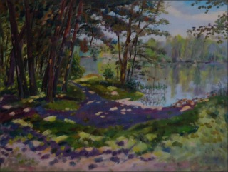 Shadows of Trees next to A Sand-pit in Mlice, 2010, oil on canvas panel (60x80) 