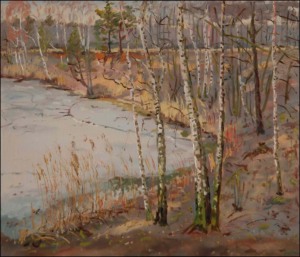 Melting Ice on A Sand-pit near Mlice, 2009, oil on canvas panel (60x70) 