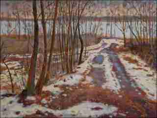 Thawing on The Road towards A Sand-pit beyond Hrdek, 2010, oil on canvas panel (60x80) 