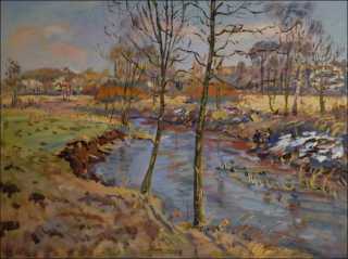 A Spring Thaw at Novohradka between hetice and hetick Lhota, 2013, oil on canvas panel (60x80)