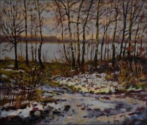 Thawing with Aspens near The Oplatil Sand-pit, 2011, oil on canvas panel (60x70) 