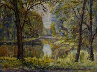 Next to A Water Gate of The Pohrnovsk Pond, 2012, oil on canvas panel (60x80)