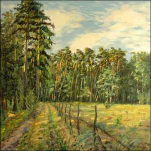 Forest near Vesk beyond Sezemice, 2005, oil on canvas (70x70)