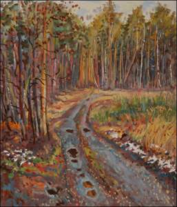 In Woods between Kuntick hora Castle and Hradit na Psku, 2008, oil on canvas panel (60x70)