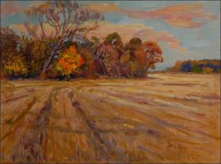 Beginning of Autumn in Fields between Sezemice and Lukovna, 2014, oil on canvas panel (60x80)