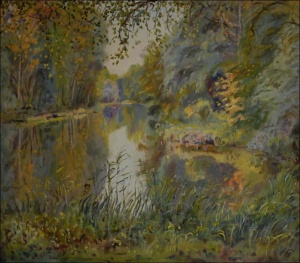 A Beginning Autumn at A Sluice-gate of The Pohrnovsk Pond, 2013, oil on canvas panel (70x80)