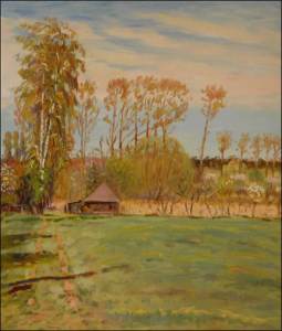 Gardens beyond Sezemice, 2007, oil on canvas panel (60x70) 